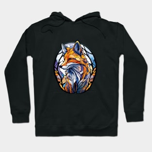 Fox Animal Portrait Stained Glass Wildlife Outdoors Adventure Hoodie